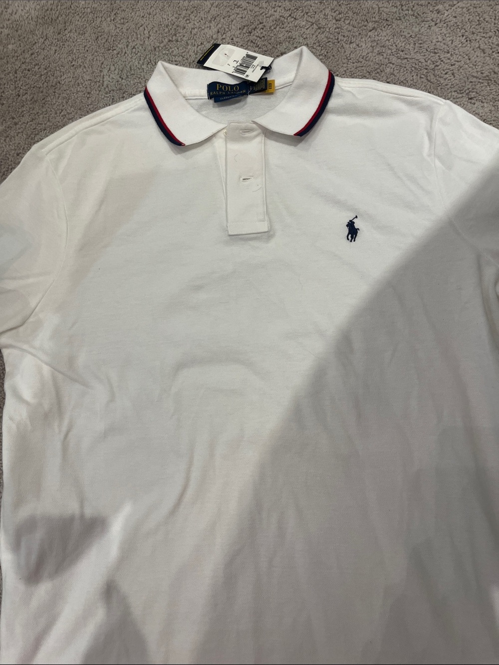 Polo by Ralph Lauren White Polo with Navy and Red Trim